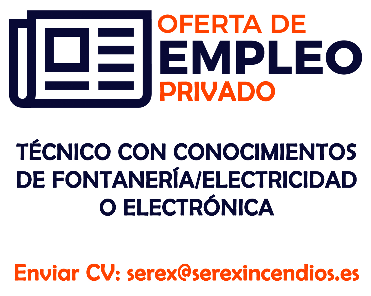 Oferta de empleo privado: Técnico con conocimientos de Fontanería/Electricidad o Electrónica