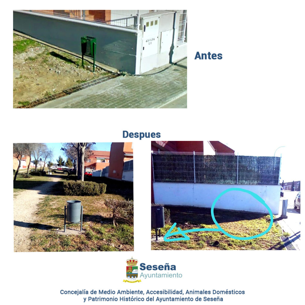 RETIRADA DE PAPELERAS DETERIORADAS E INSTALACIÓN DE NUEVAS PAPELERAS – Ayuntamiento de Seseña