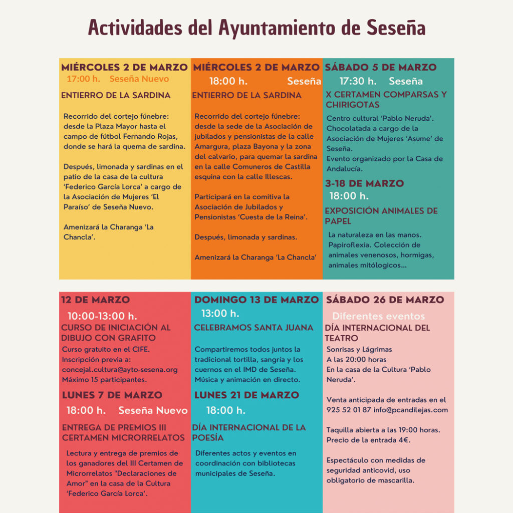 AGENDA CULTURAL DEL MES DE MARZO – Ayuntamiento de Seseña