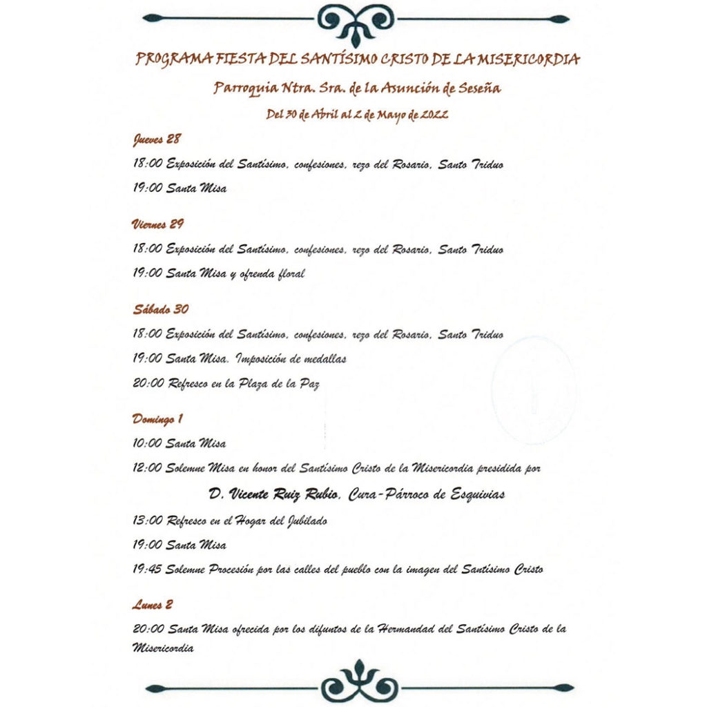 Programa de fiestas del Stmo. Cristo de la Misericordia