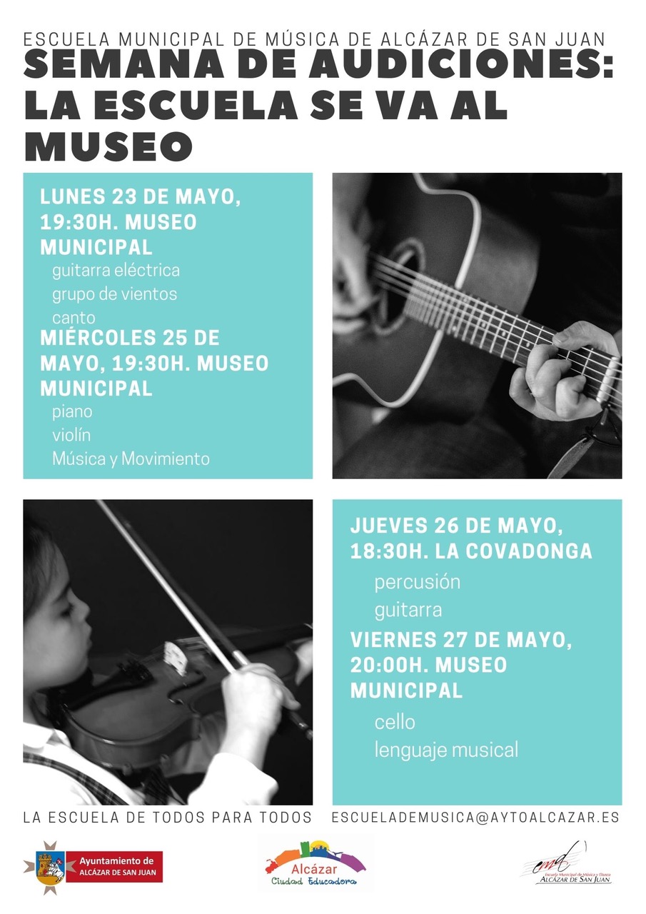 La Escuela Municipal de Música de Alcázar va a celebrar las tradicionales audiciones de fin de curso.