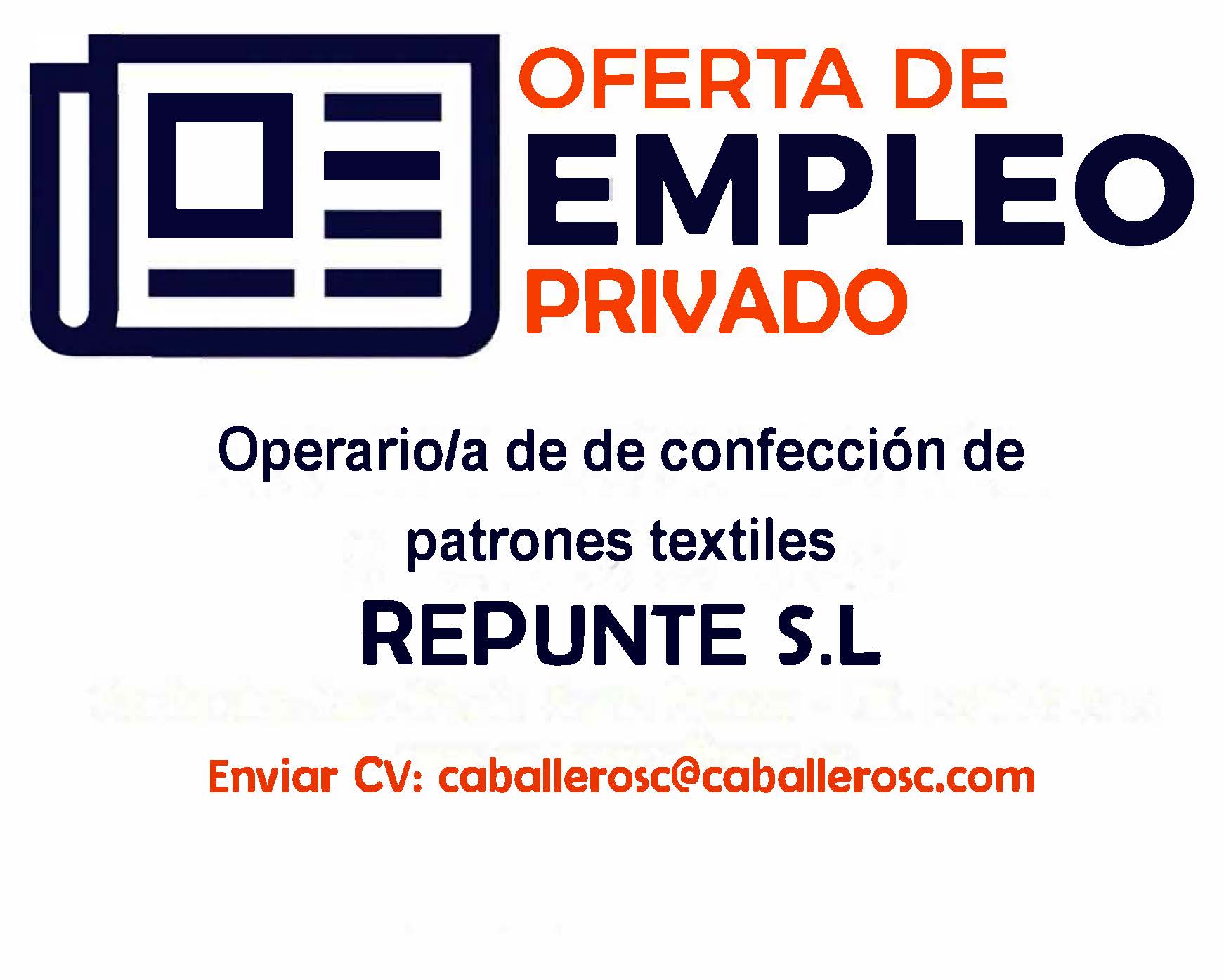 Oferta de empleo privado: Operario/a de confección de patrones textiles