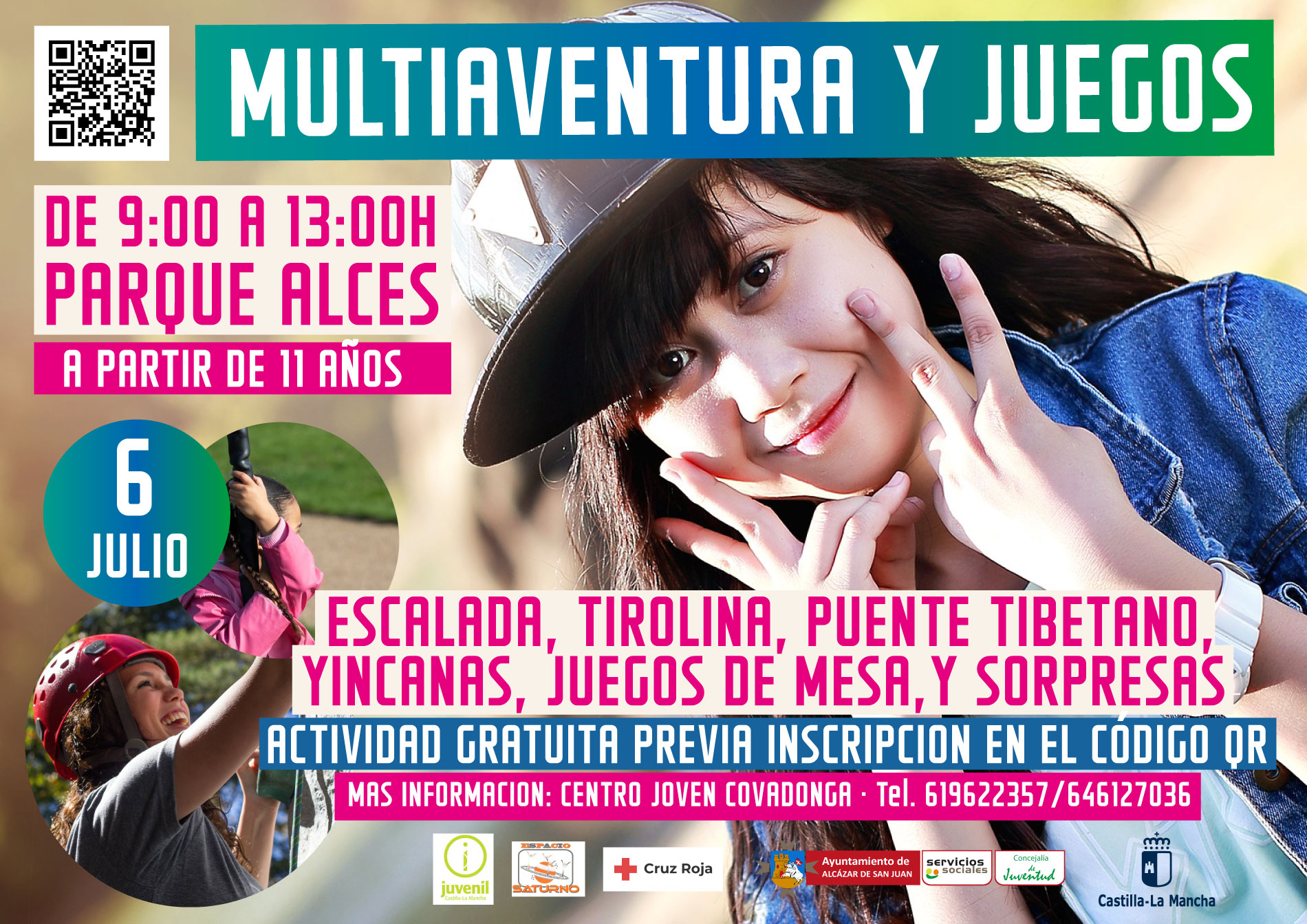 Actividad Multiaventura el 6 de julio DE 9h. A 13h. para jóvenes a partir de 11 años en el parque Alces.