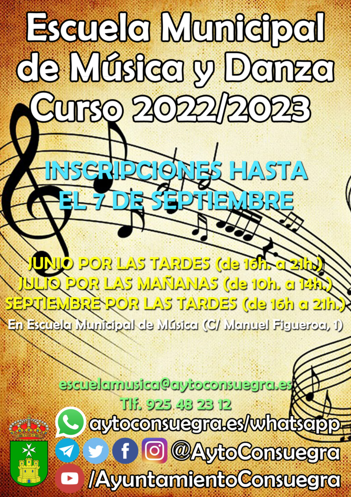 Escuela Municipal de Música y Danza. Inscripciones Curso 2022/2023