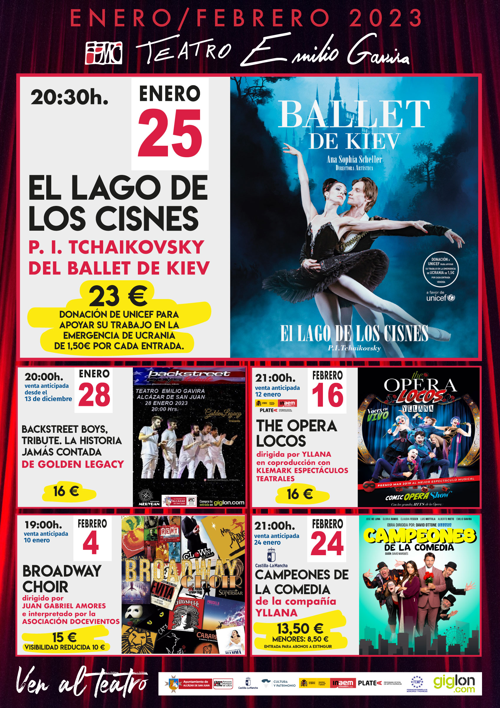 Los espectáculos musicales y la comedia inician la temporada teatral de 2023 en Alcázar de San Juan