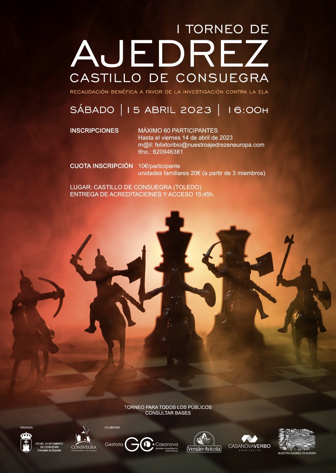 I Torneo de Ajedrez Castillo de Consuegra 2023, a beneficio de la investigación contra la ELA