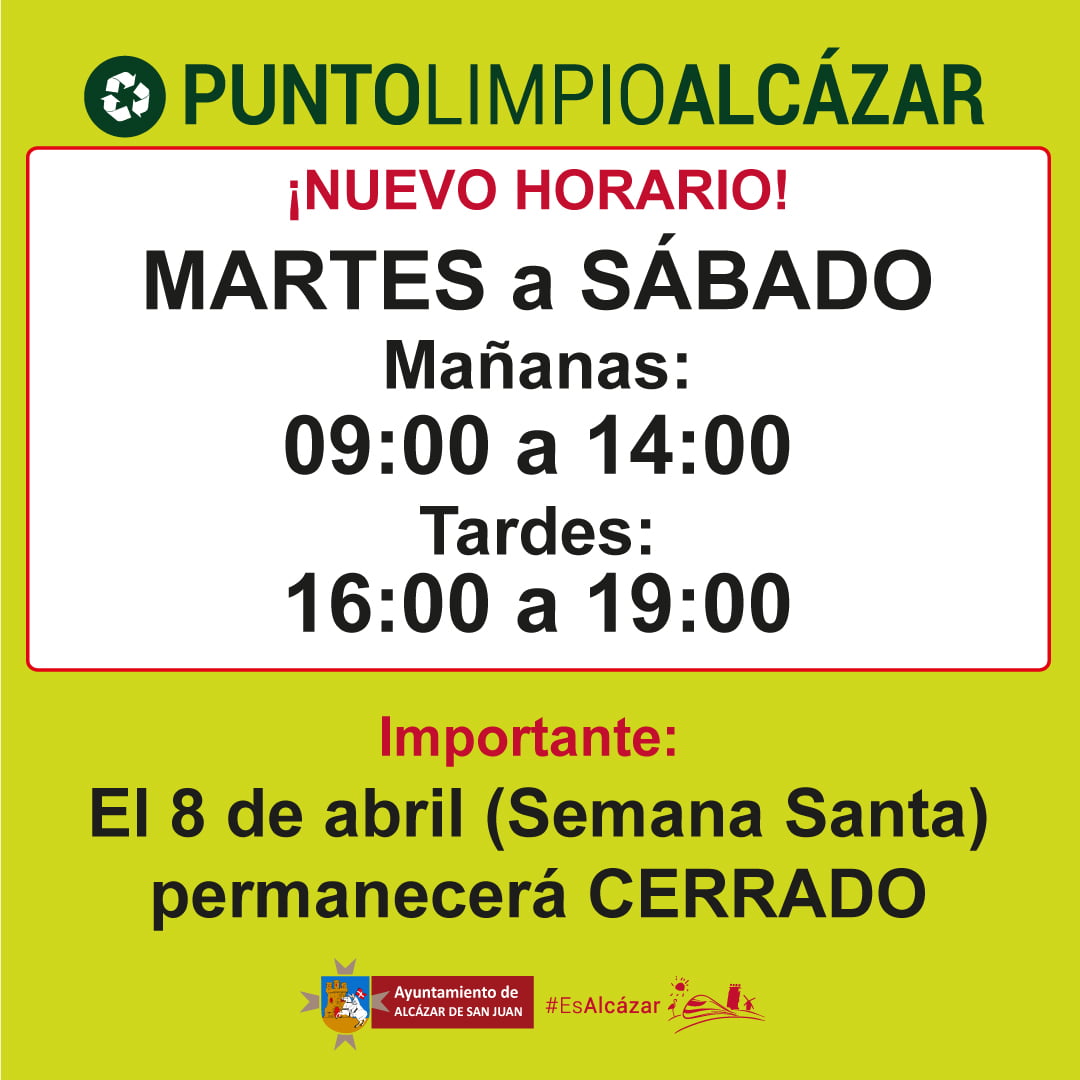 Nuevo horario de primavera del Punto Limpio