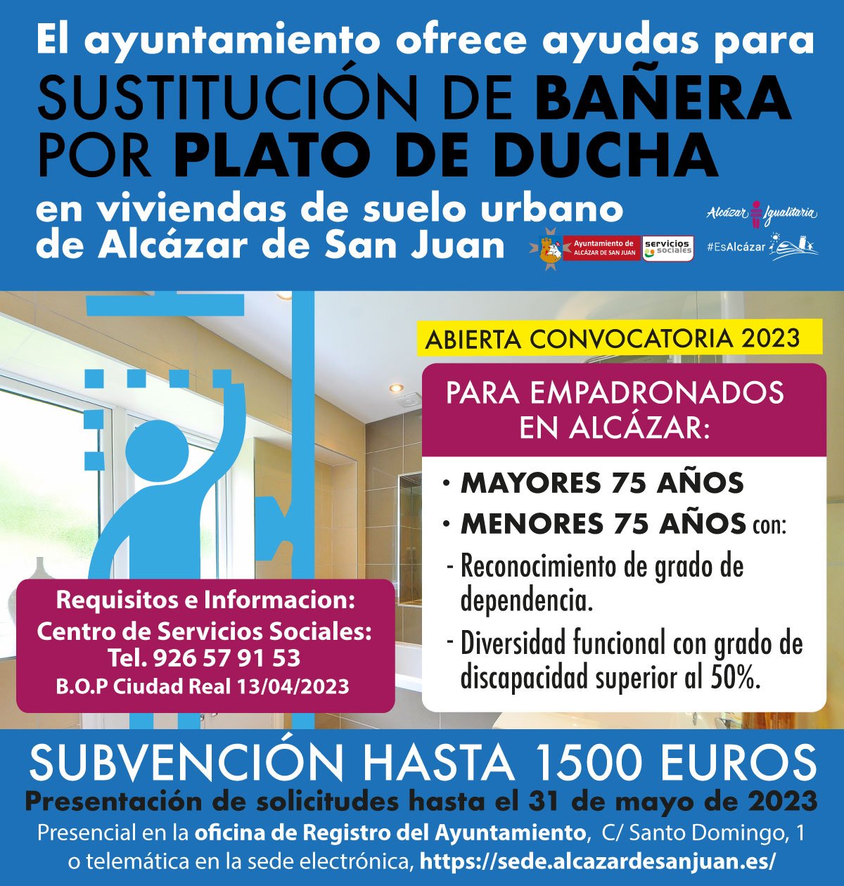 Convocadas las ayudas para la sustitución de bañeras por plato de ducha