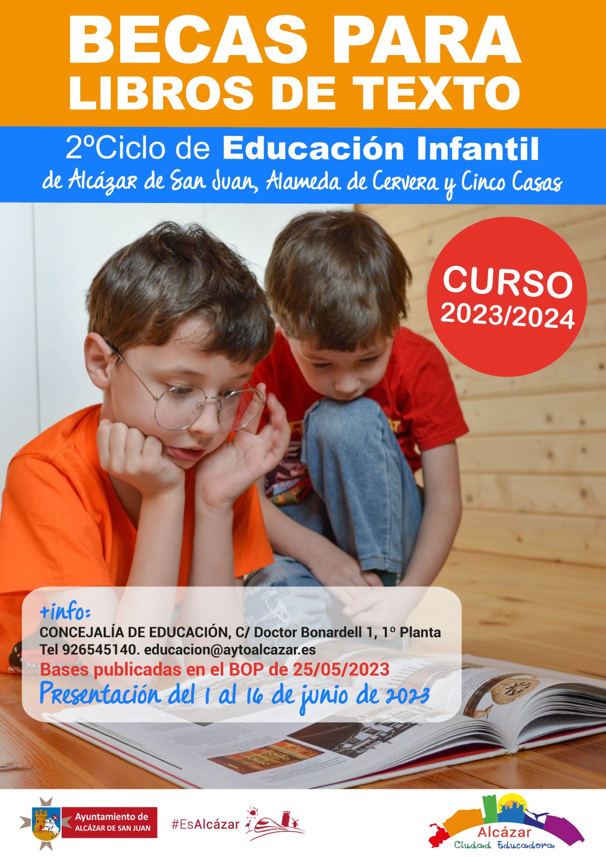 Abierta convocatoria de BECAS PARA LIBROS DE TEXTO, 2º Ciclo de Educación Infantil para el próximo curso 2023/24.