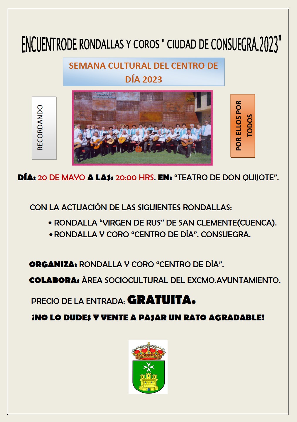 Encuentro de Rondallas y Coros «Ciudad de Consuegra 2023»