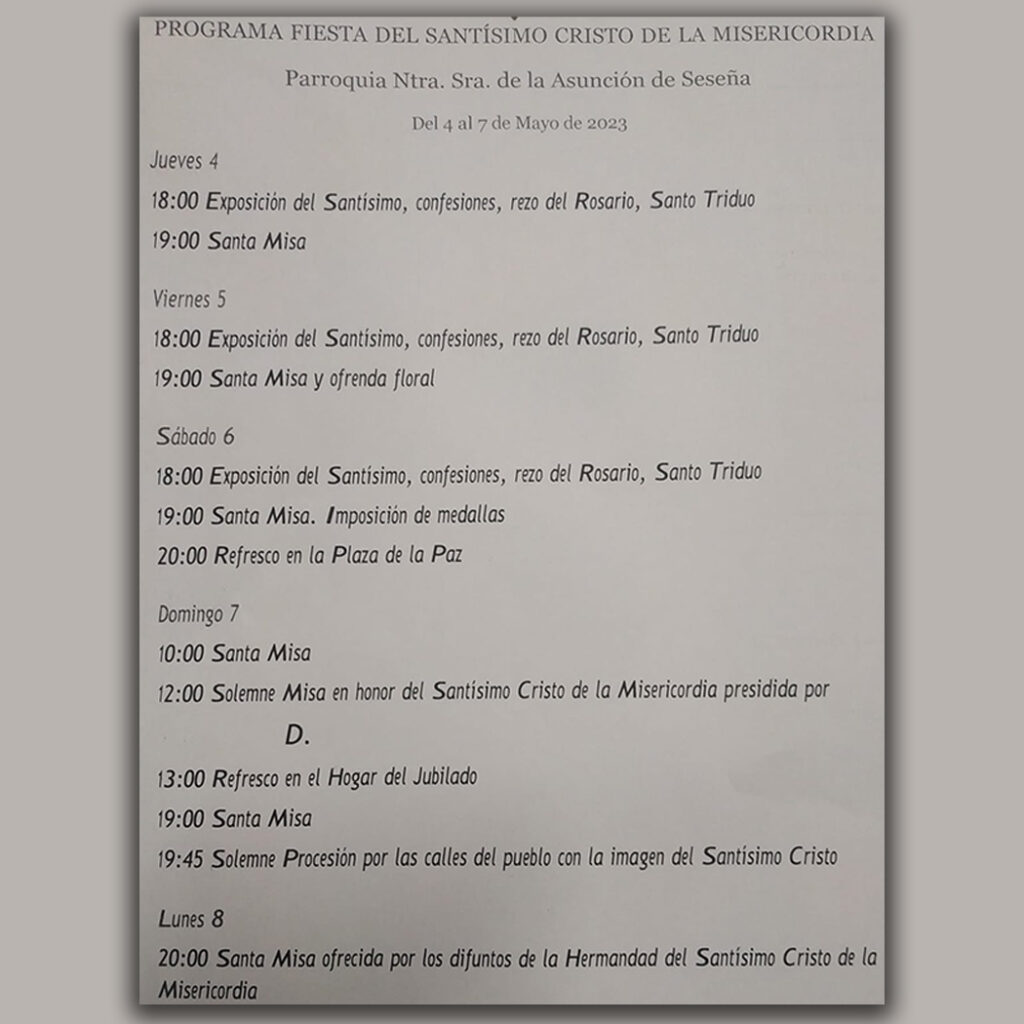 Programa de fiestas del Stmo. Cristo de la Misericordia