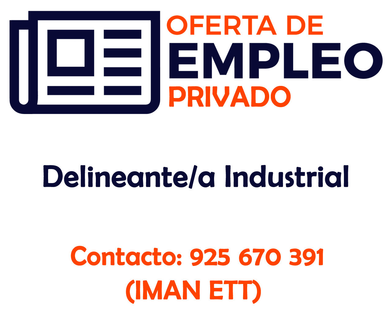 Oferta de empleo privado: Delineante/a Industrial