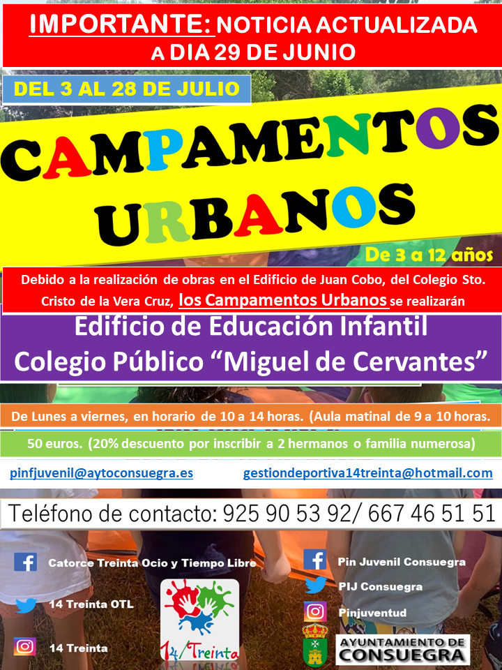 Plan Corresponsables: Campamentos creativos e innovadores (JULIO 2023). Cambio de ubicación.