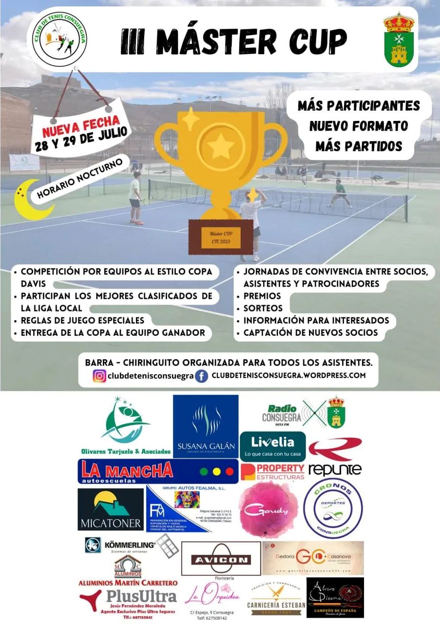III Master Cup de Tenis. Nueva fecha 28 y 29 de julio