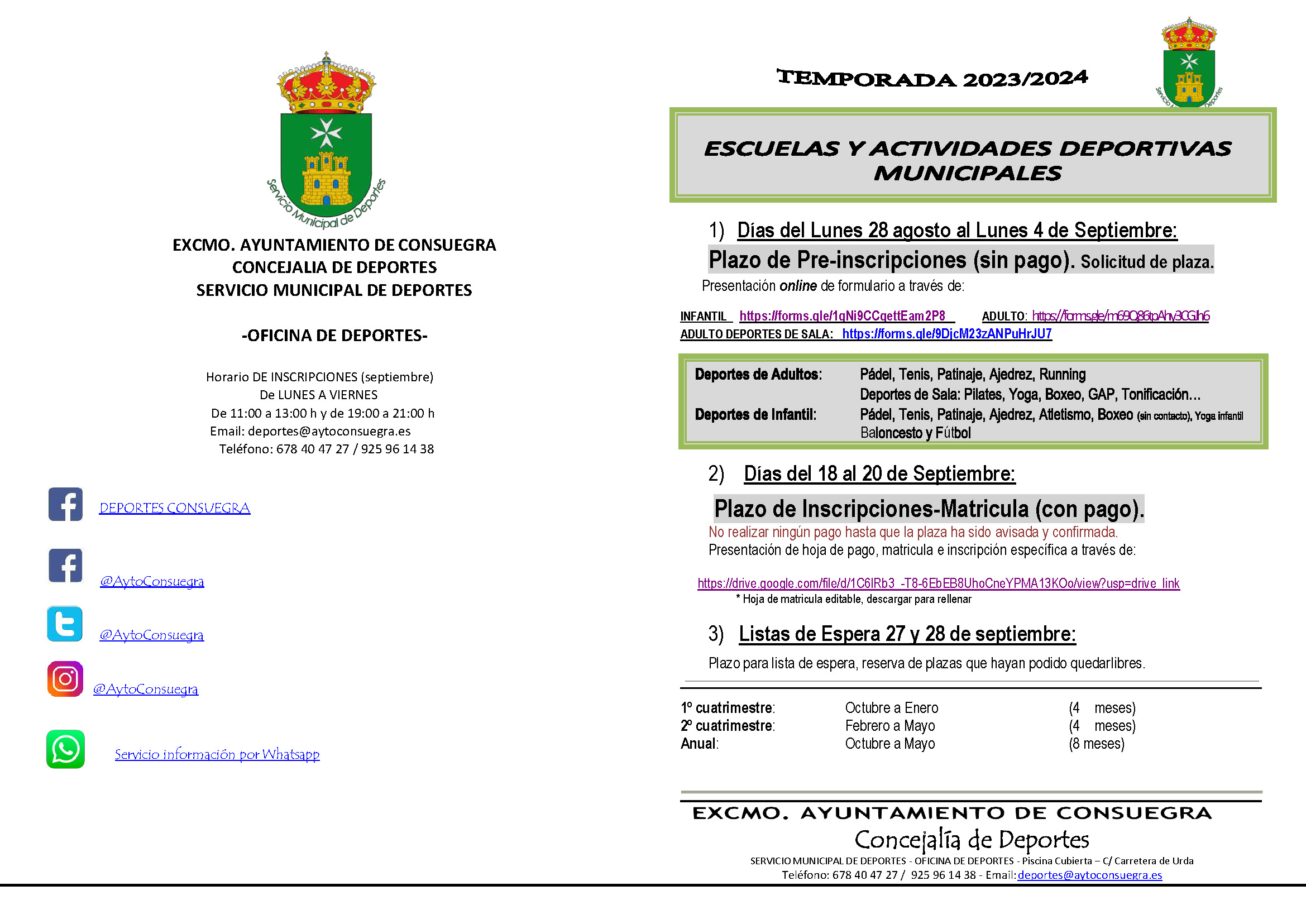 Escuelas y Actividades Deportivas Municipales 2023/2024
