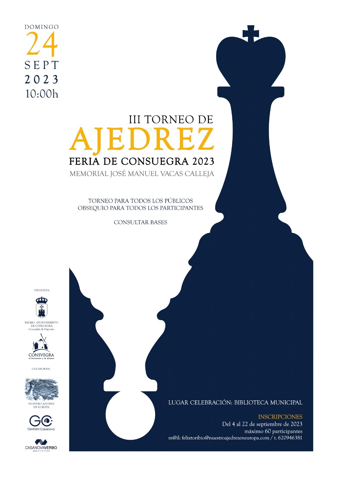 III Torneo de Ajedrez Feria de Consuegra 2023 «memorial Jose Manuel Vacas Calleja»