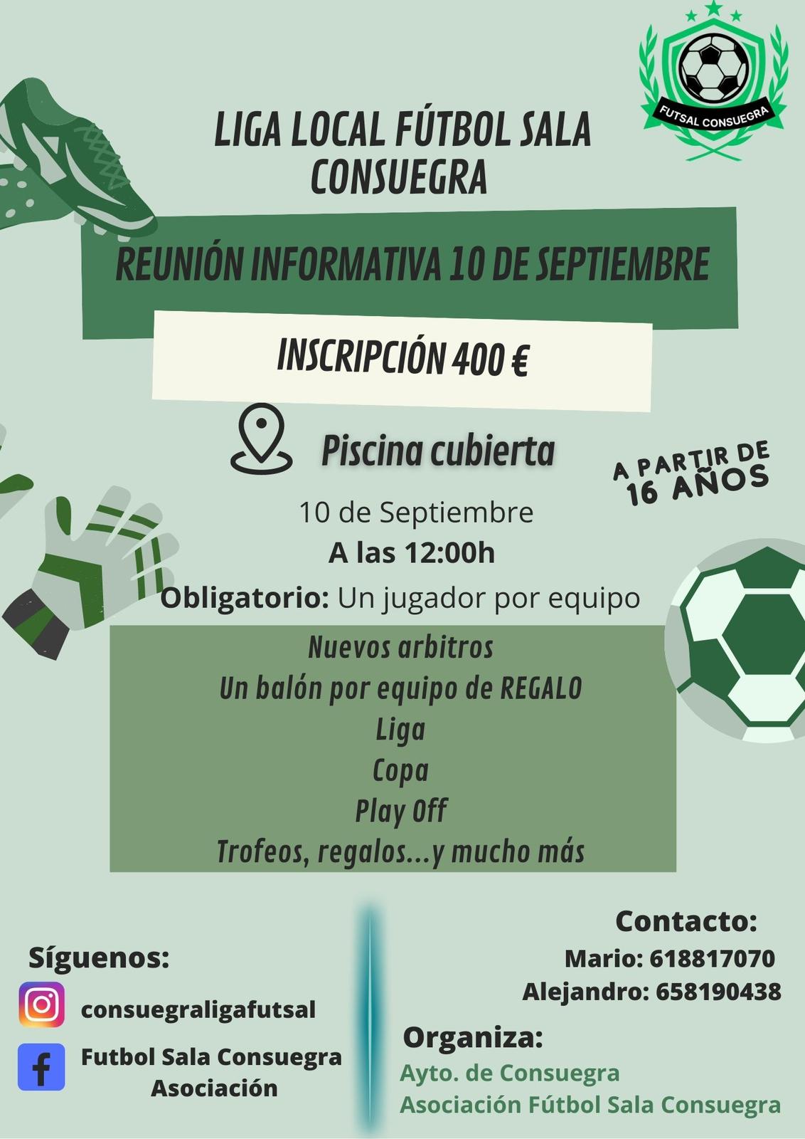 Liga de Fútbol Sala 2023/2024. Reunión informativa próximo 10 de septiembre.