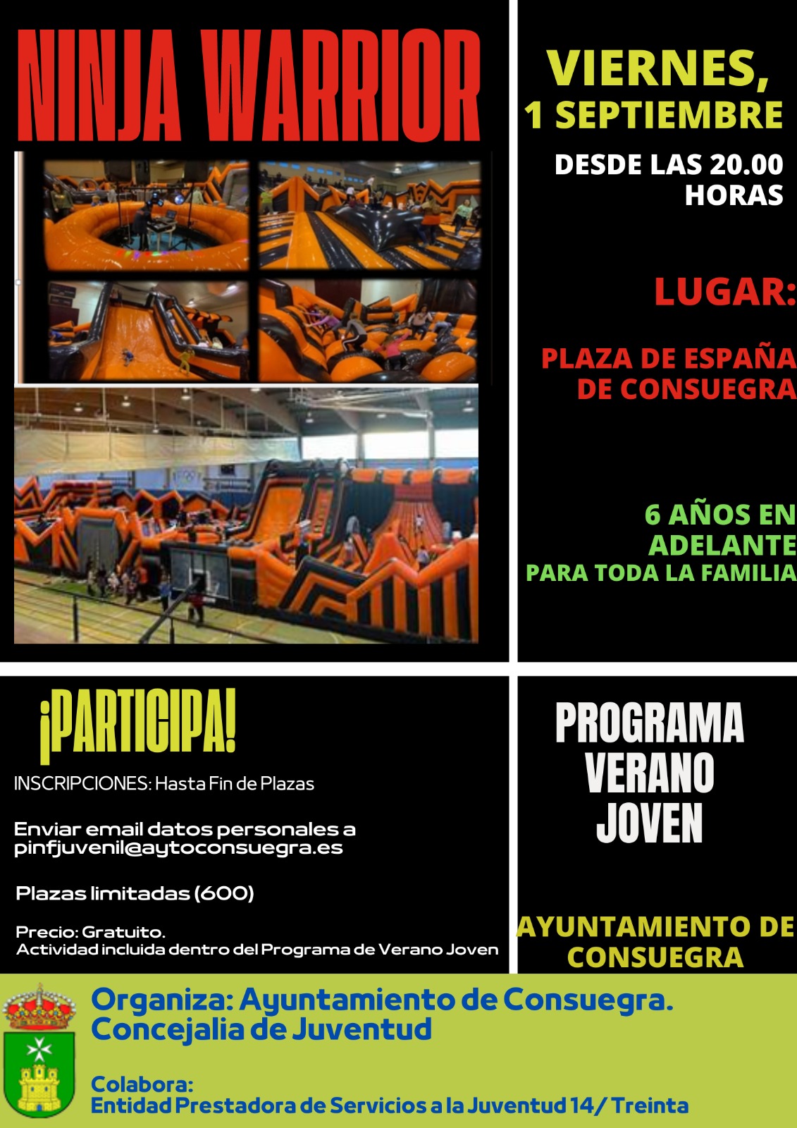 Llega a Consuegra NINJA WARRIOR (viernes 1 de septiembre).