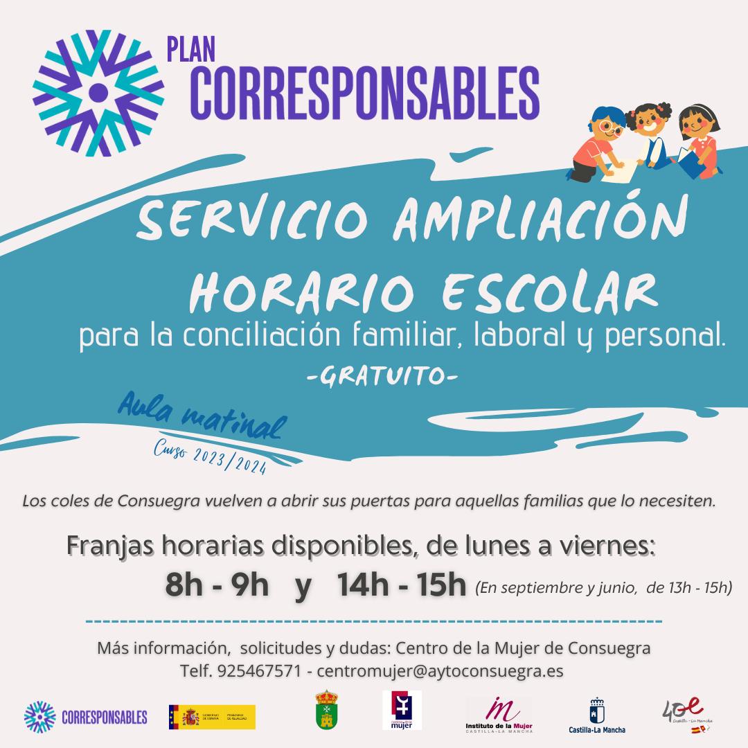 Plan Corresponsables 2023/2024. Ampliación de horario escolar.