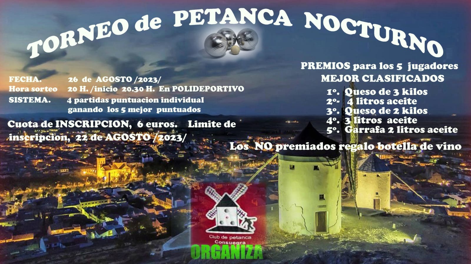 Torneo de Petanca Nocturno Consuegra 2023
