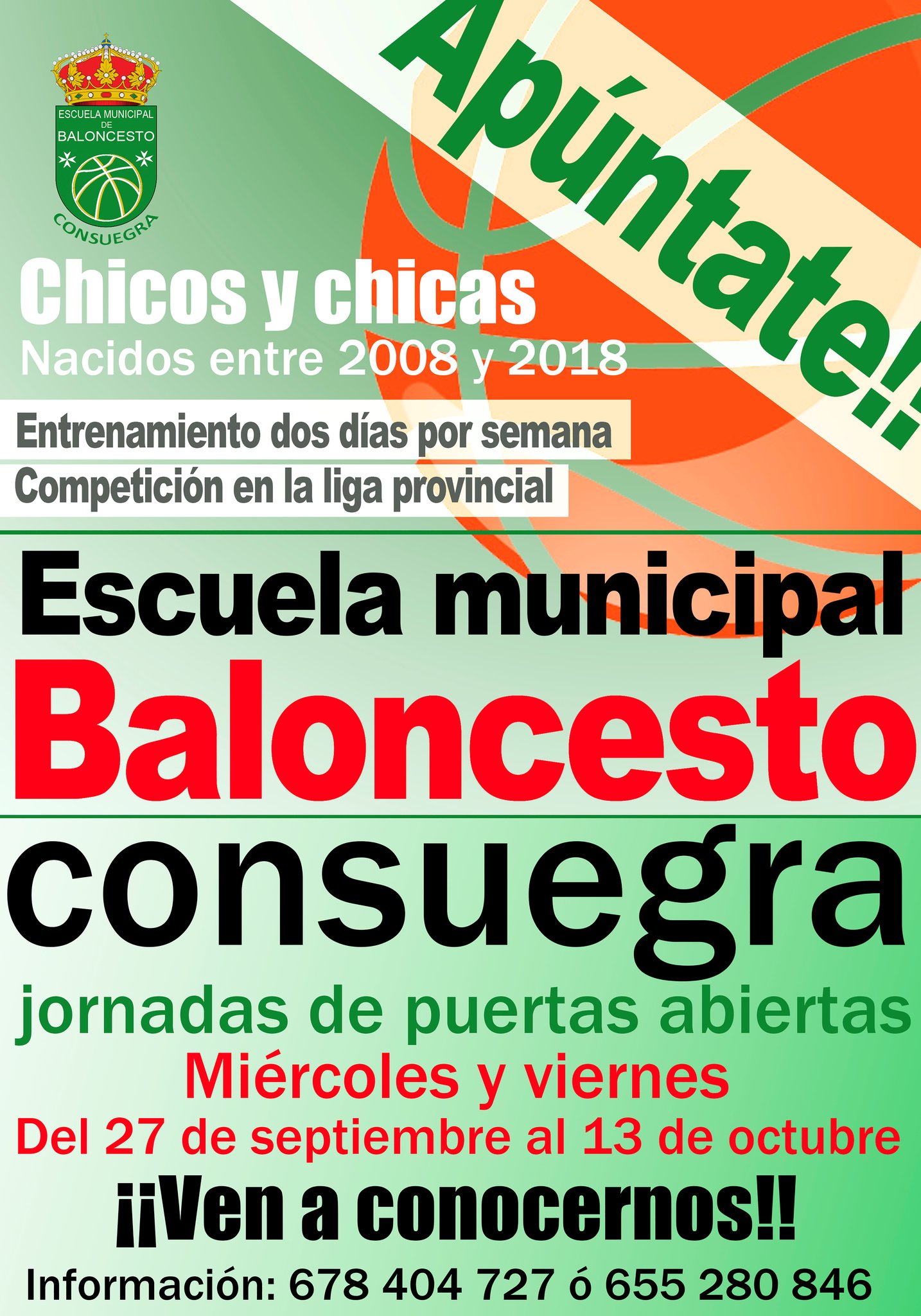 Escuela Municipal de Baloncesto 2023/2024. Jornadas de puertas abiertas