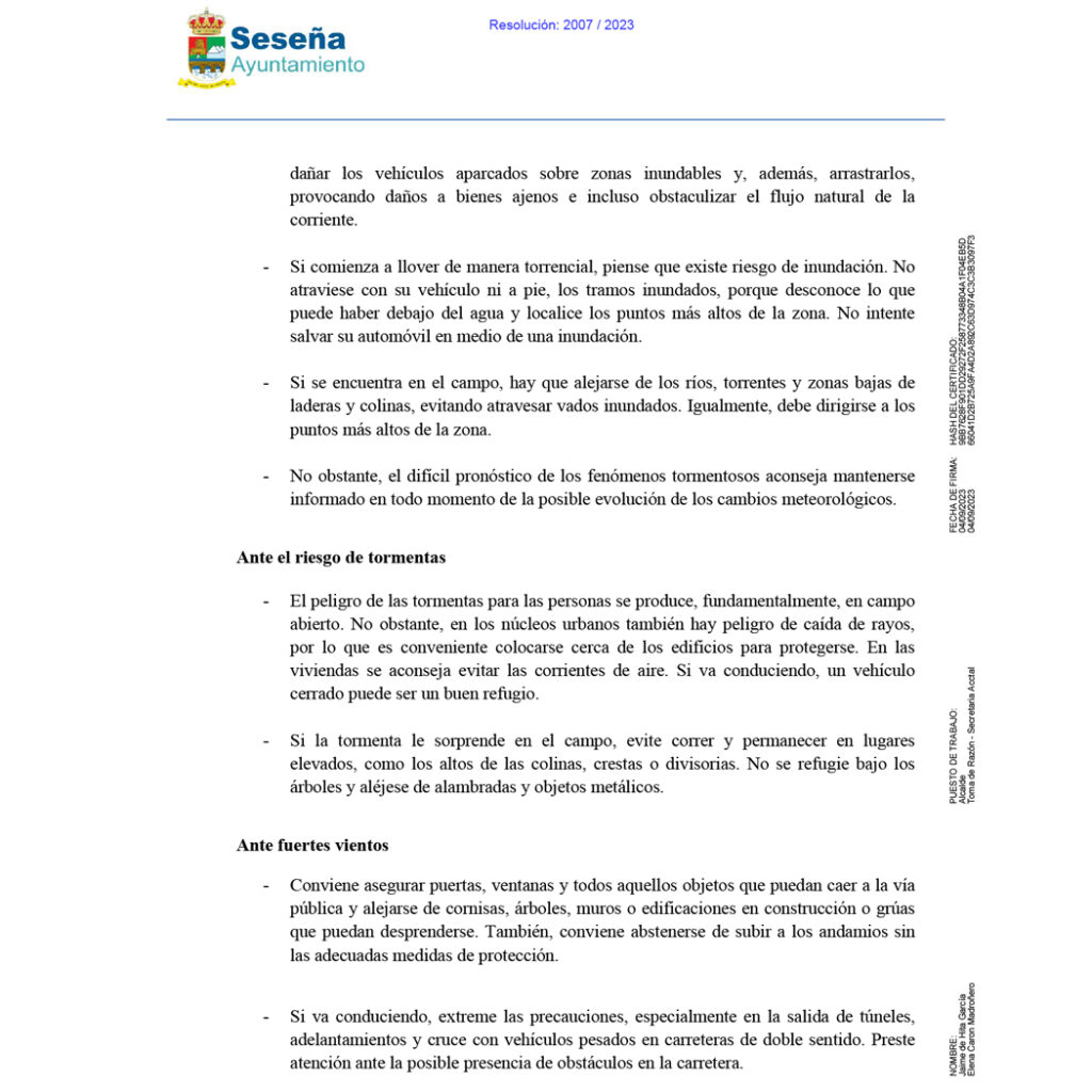 Evolución de la DANA – Ayuntamiento de Seseña