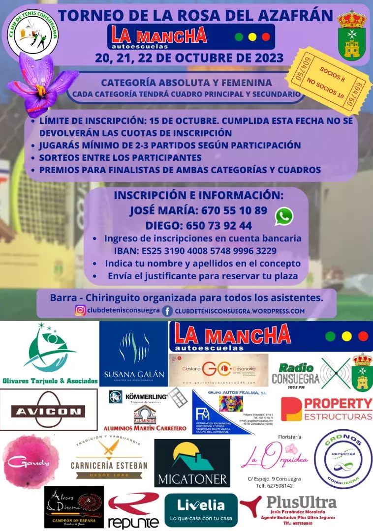 Torneo de Tenis «Rosa del Azafrán» Consuegra 2023