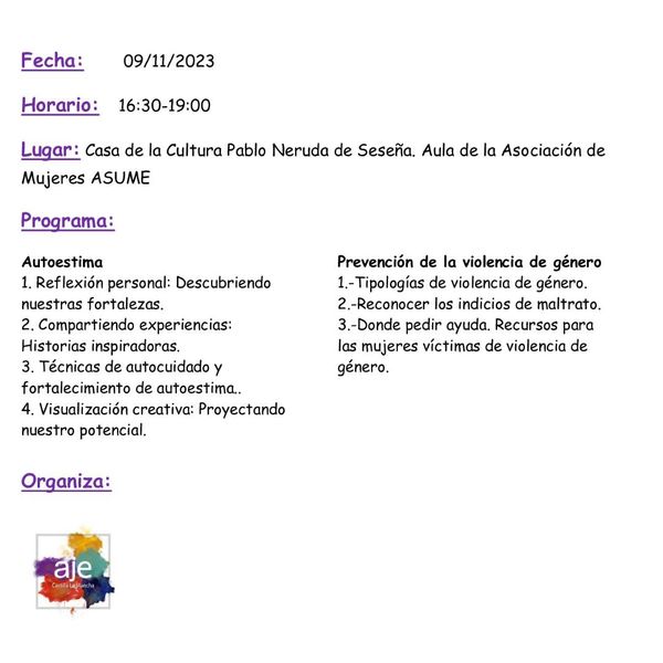 Proyecto «Lucía» desde el Centro de la Mujer de Seseña – Ayuntamiento de Seseña