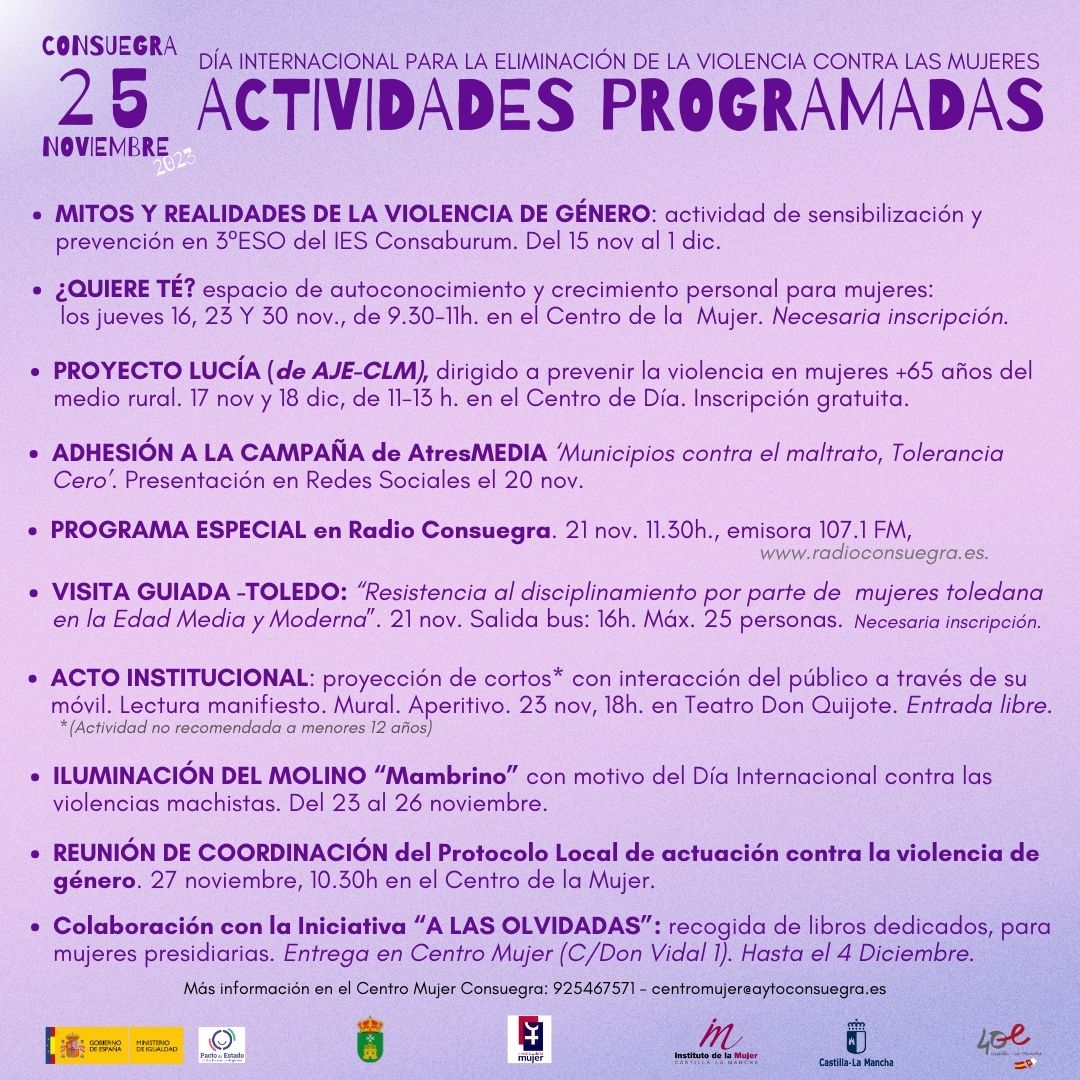#25N "Día Internacional para la Eliminación de la Violencia contra las mujeres". Programación 2023.
