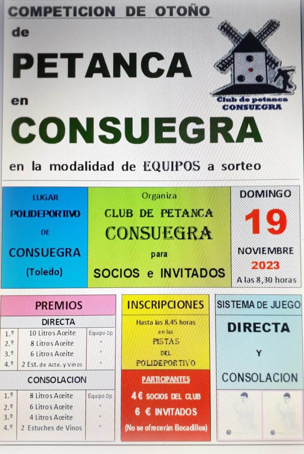 Competición de Otoño Petanca Consuegra 2023