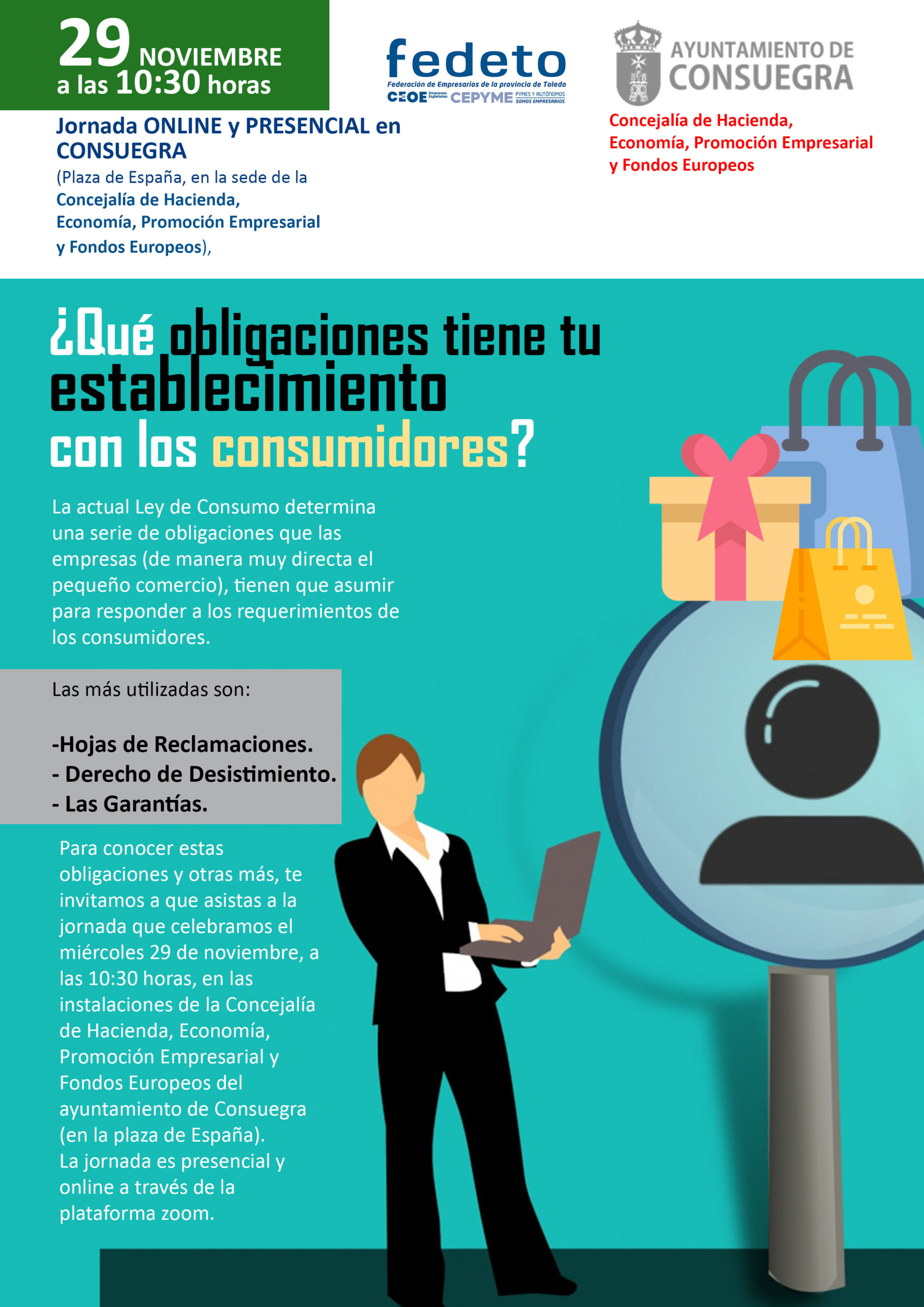 FEDETO. Jornada online y presencial «¿Que obligaciones tiene tu establecimiento con los consumidores?»