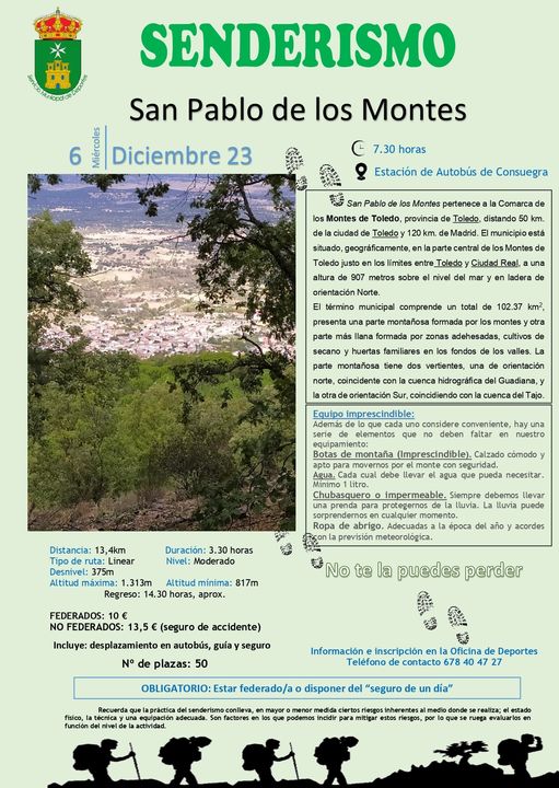Ruta de Senderismo SAN PABLO DE LOS MONTES (6 de diciembre de 2023)