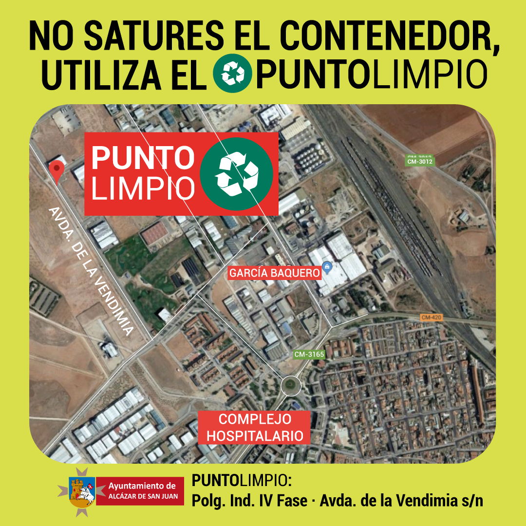Aviso: Con motivo del Carnaval, el Punto Limpio tendrá horario especial de 9:00 a 14:00h, del 26 al 28 de diciembre.
