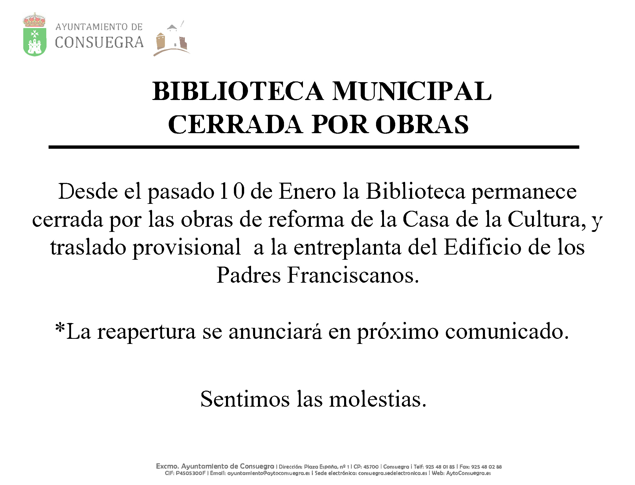 Cierre de la Biblioteca Municipal